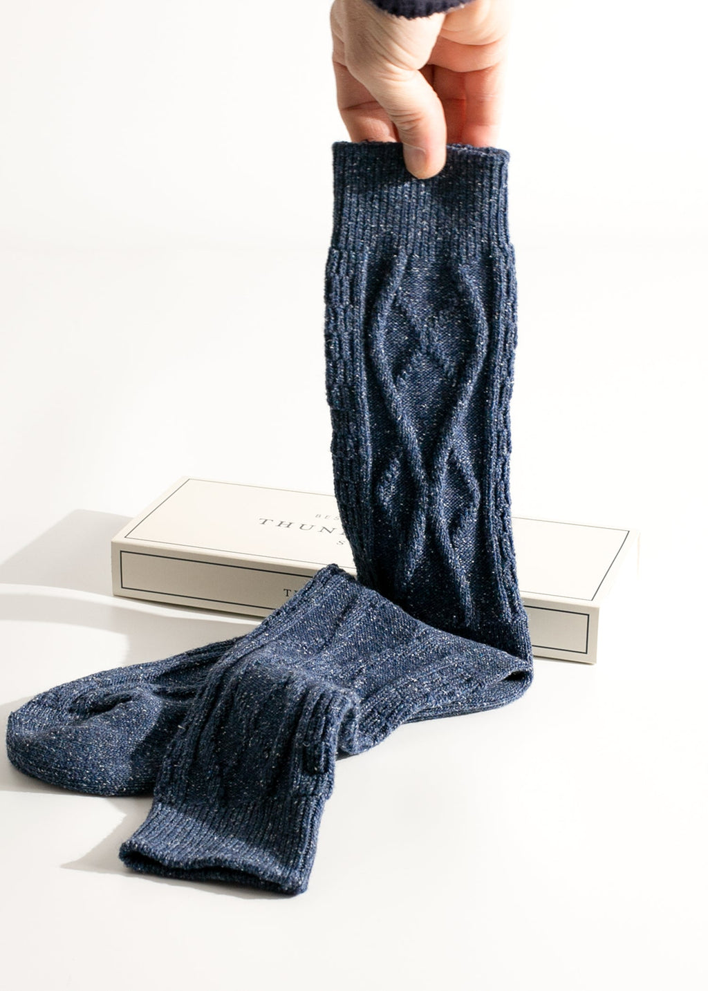 Wool Collection Braid Navy Socks (39-45)