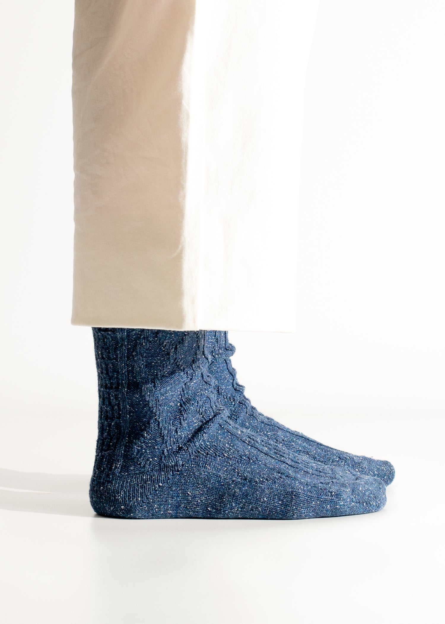 Wool Collection Braid Navy Socks (39-45)