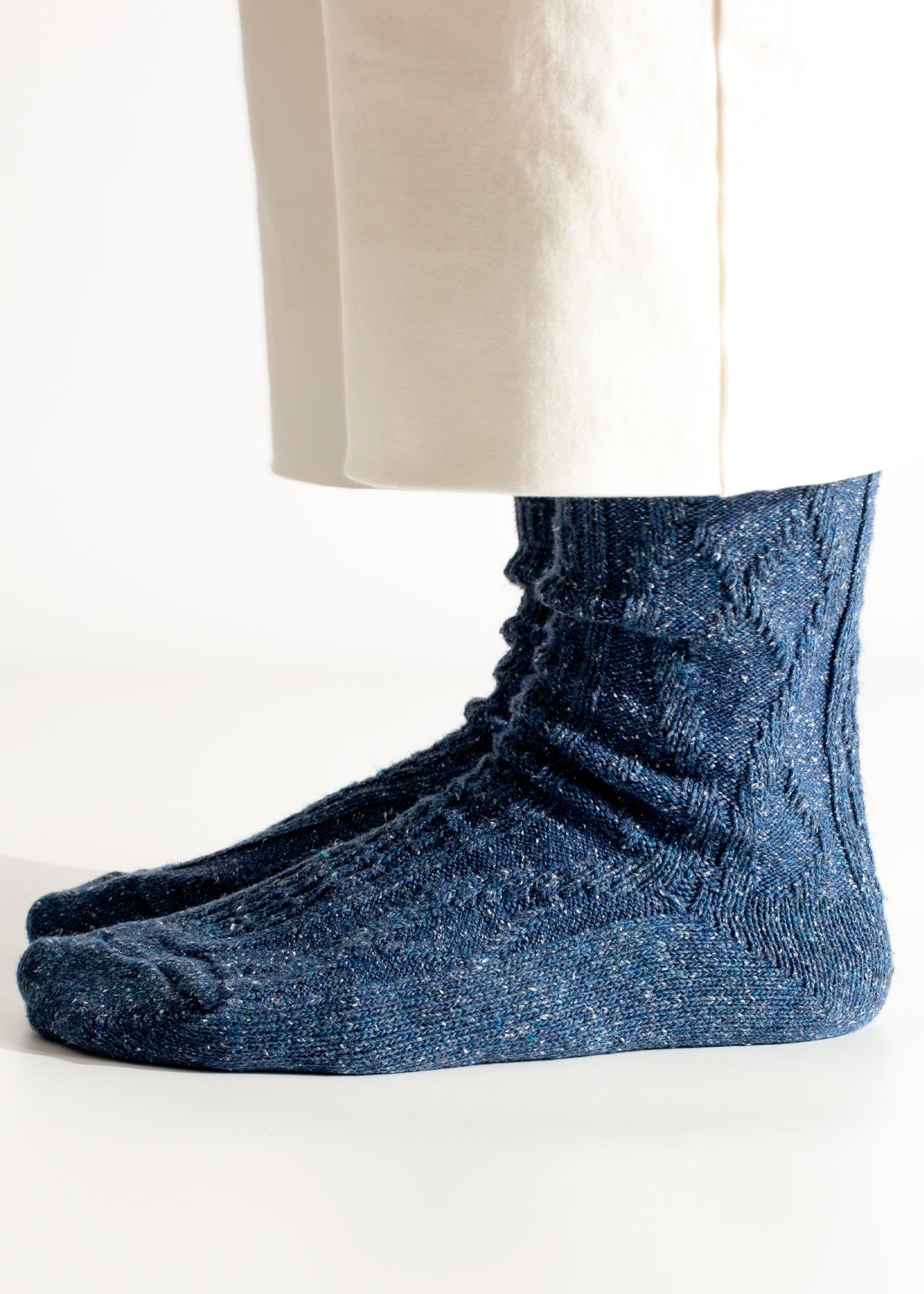 Wool Collection Braid Navy Socks (39-45)