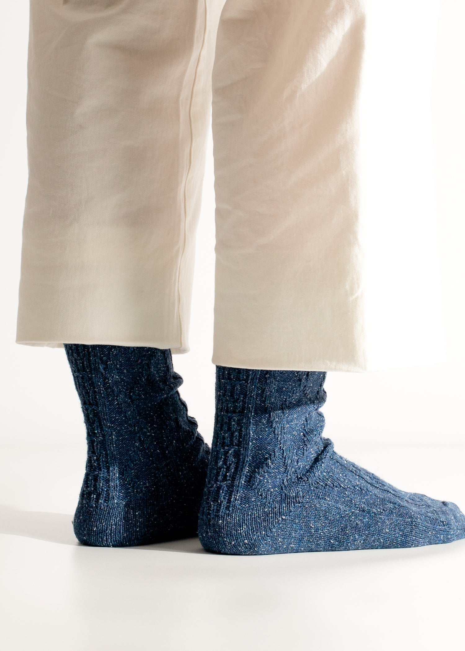 Wool Collection Braid Navy Socks (39-45)