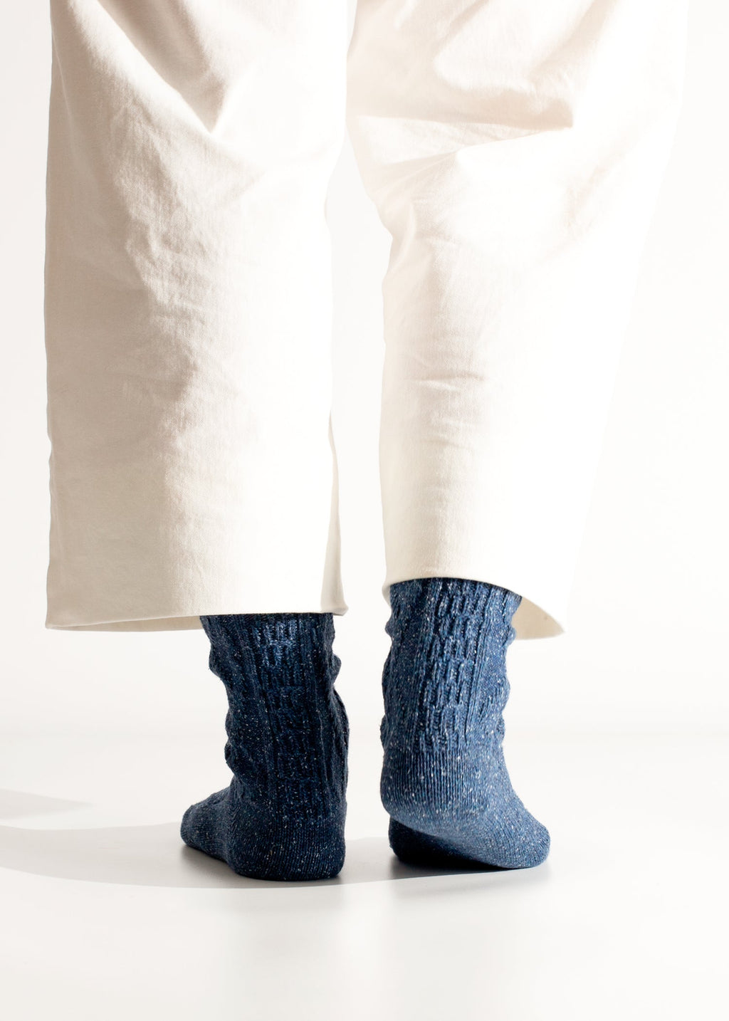 Wool Collection Braid Navy Socks (39-45)