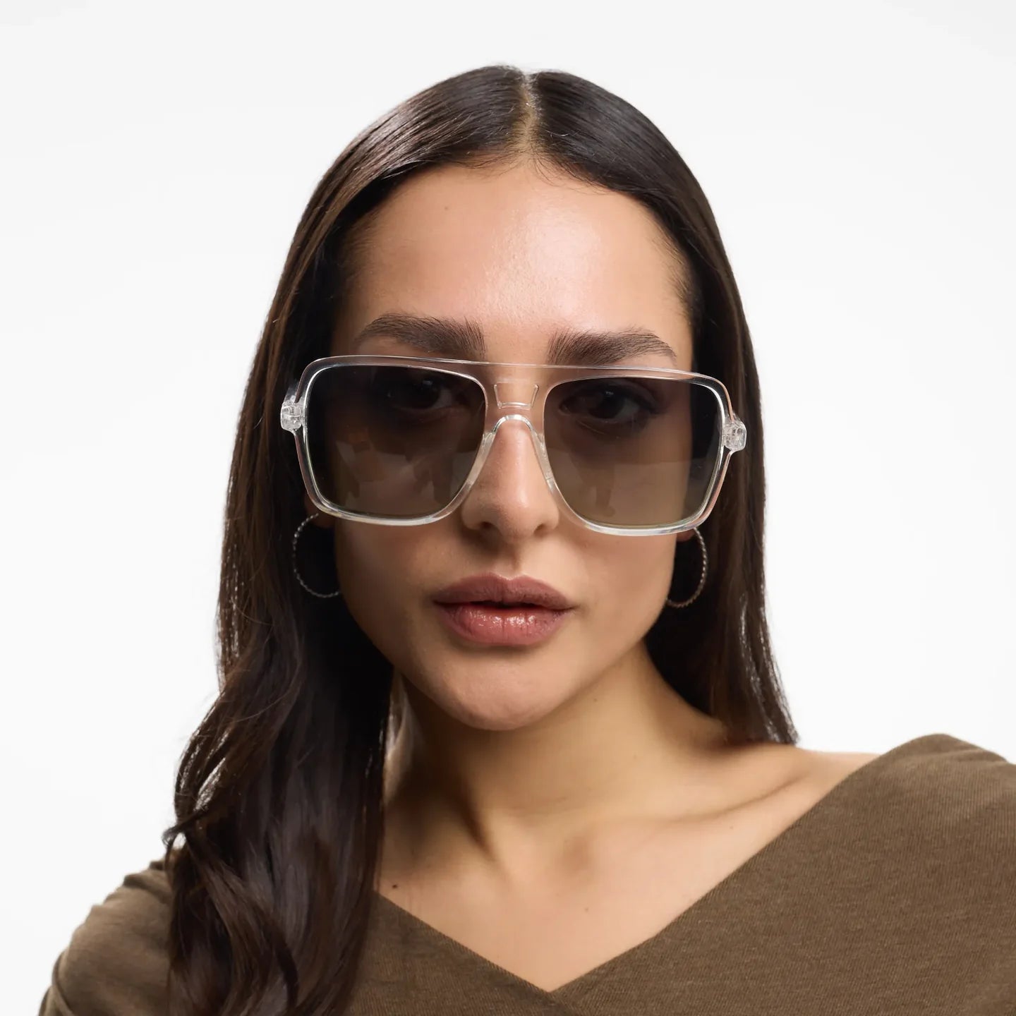 Jake Glossy Crystal Sunglasses