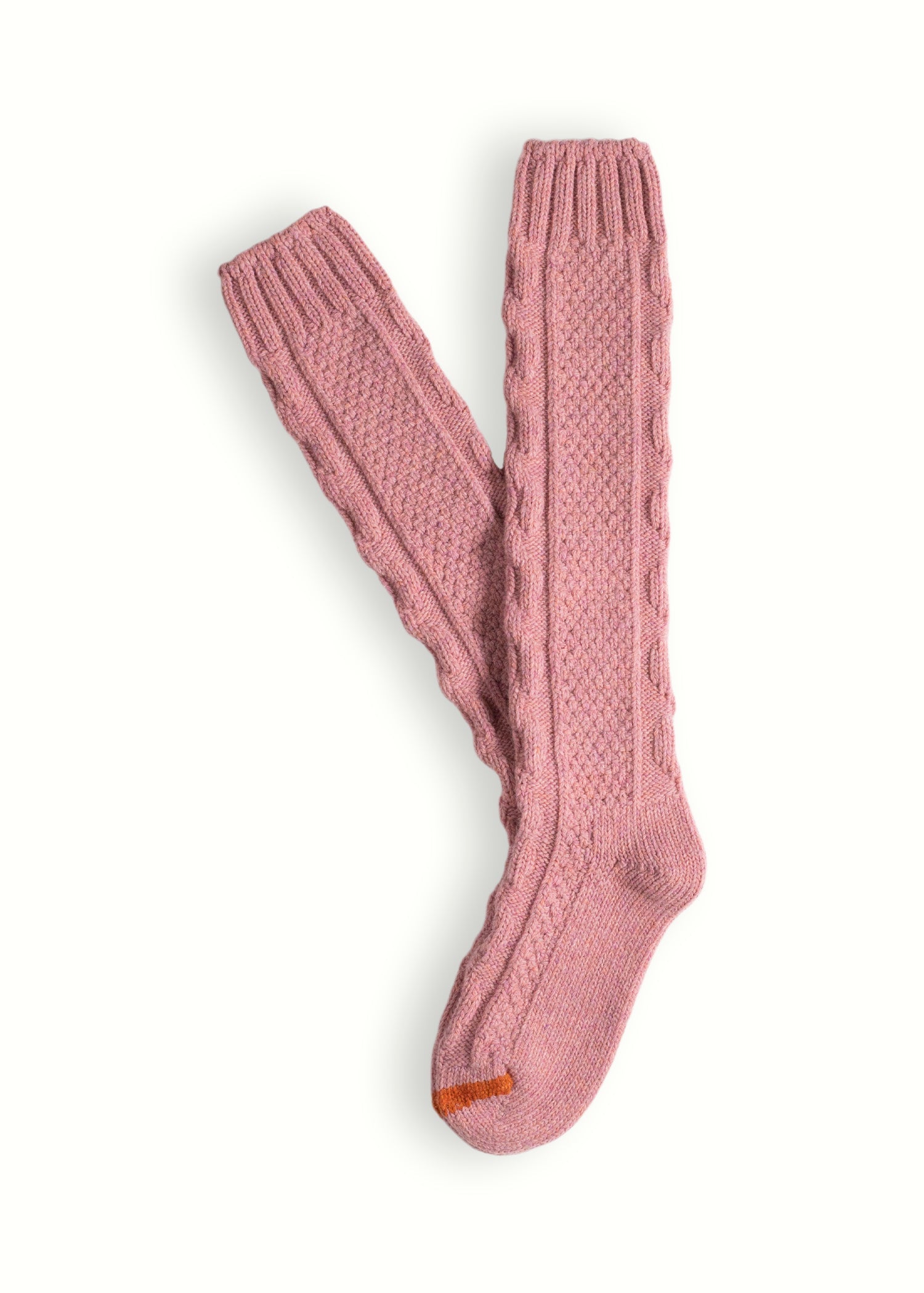 WOOL COLLECTION High-Knee Cable Knit Pink Socks (36-39)