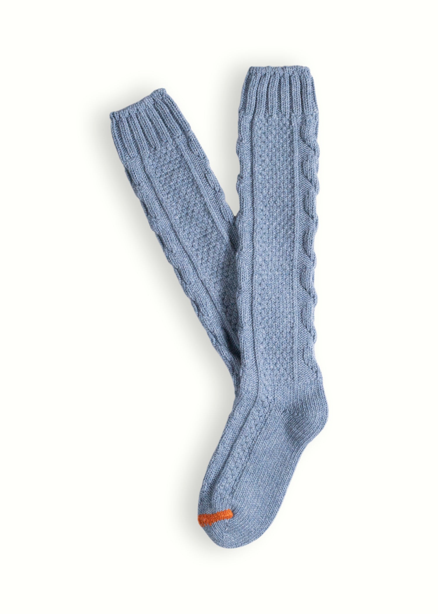WOOL COLLECTION High-Knee Cable Knit Blue Socks (36-39)