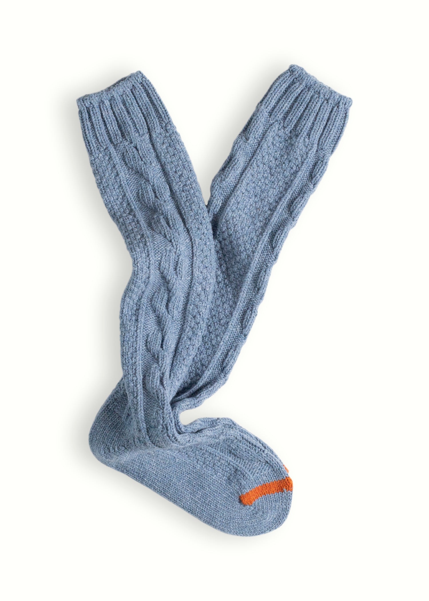 WOOL COLLECTION High-Knee Cable Knit Blue Socks (36-39)