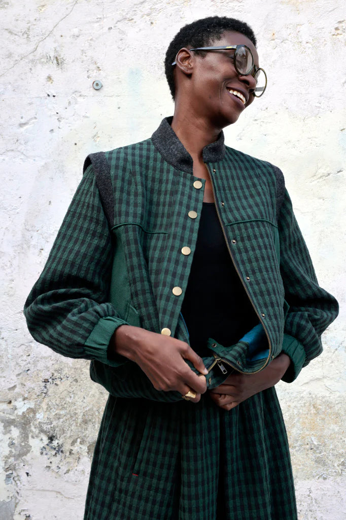 Green Check Bomber Jacket - Last One (size Small)