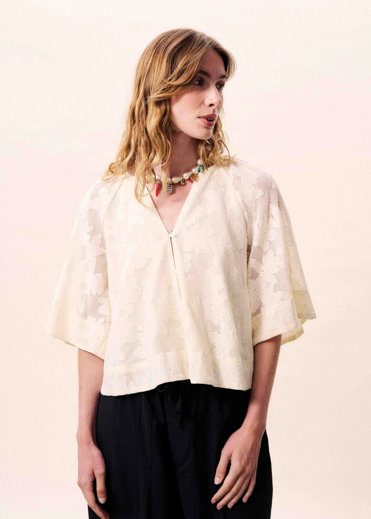 Cream Lace Blouse