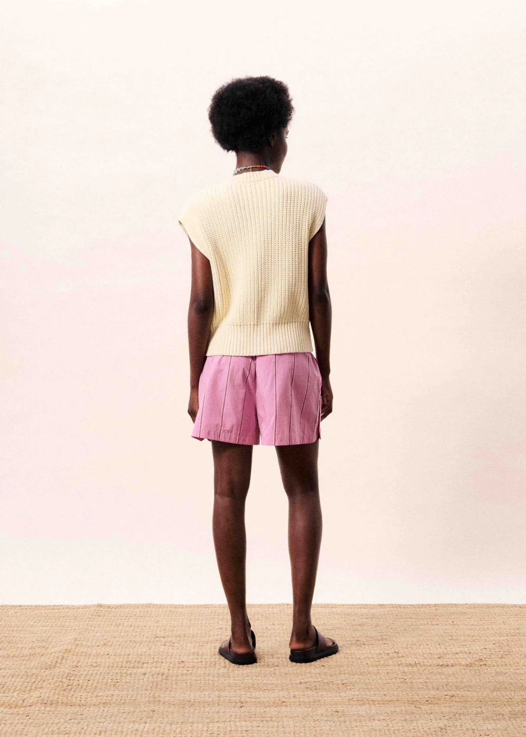 Cream Sleeveless Knitted Vest
