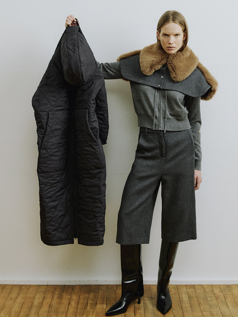 Dark Grey Reversible Windbreaker Coat