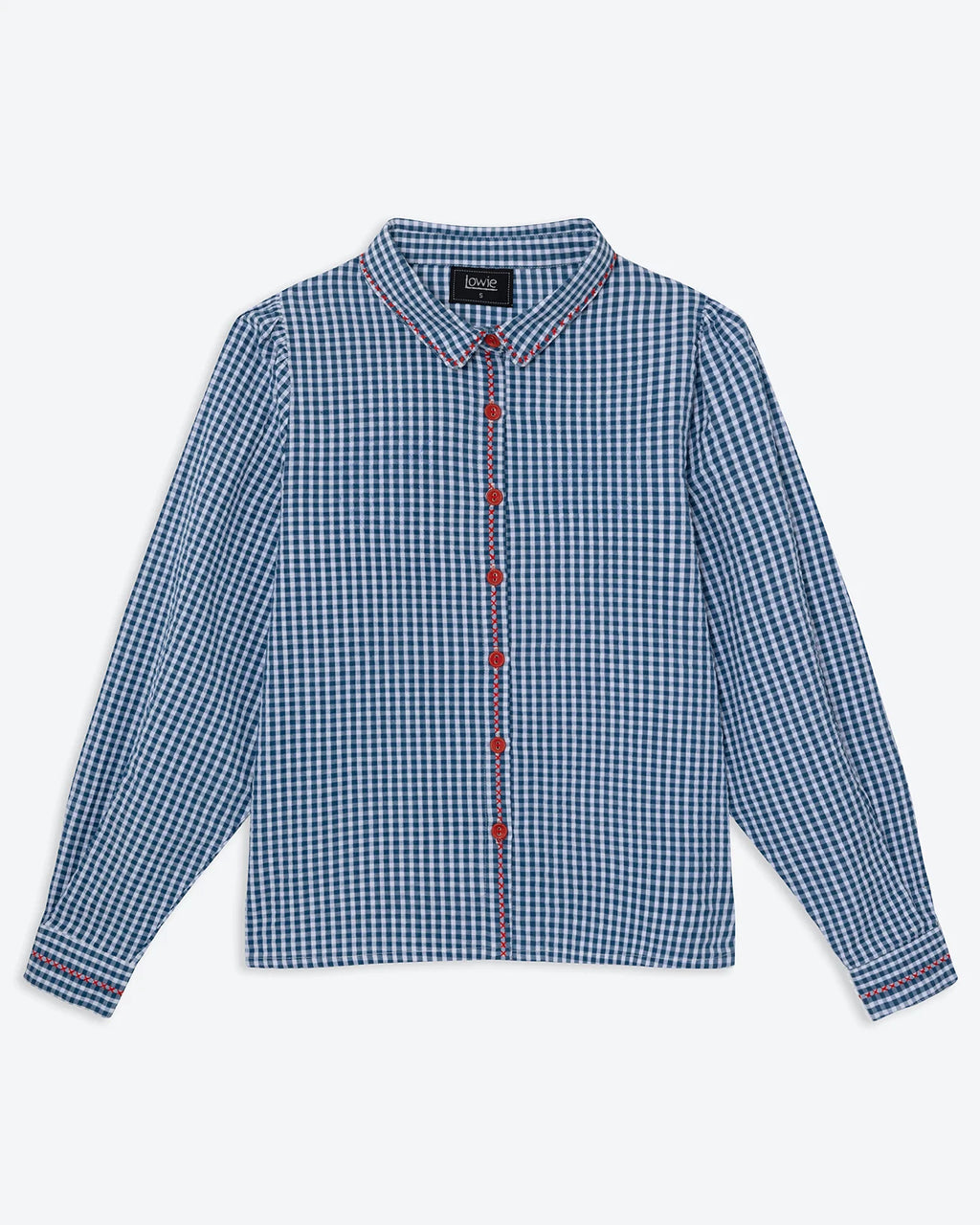 Navy Gingham Embroidered Shirt - Last One