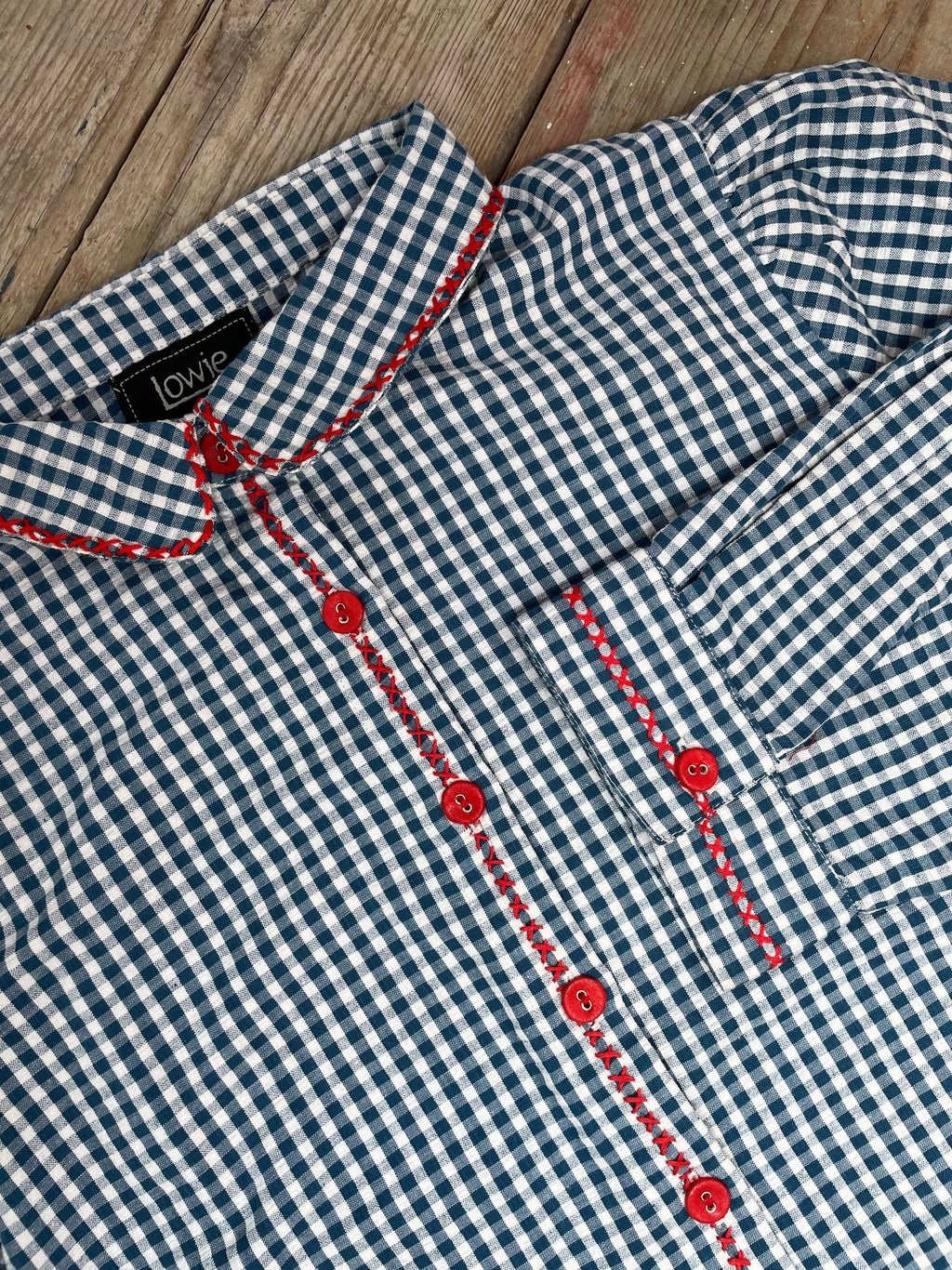 Navy Gingham Embroidered Shirt - Last One