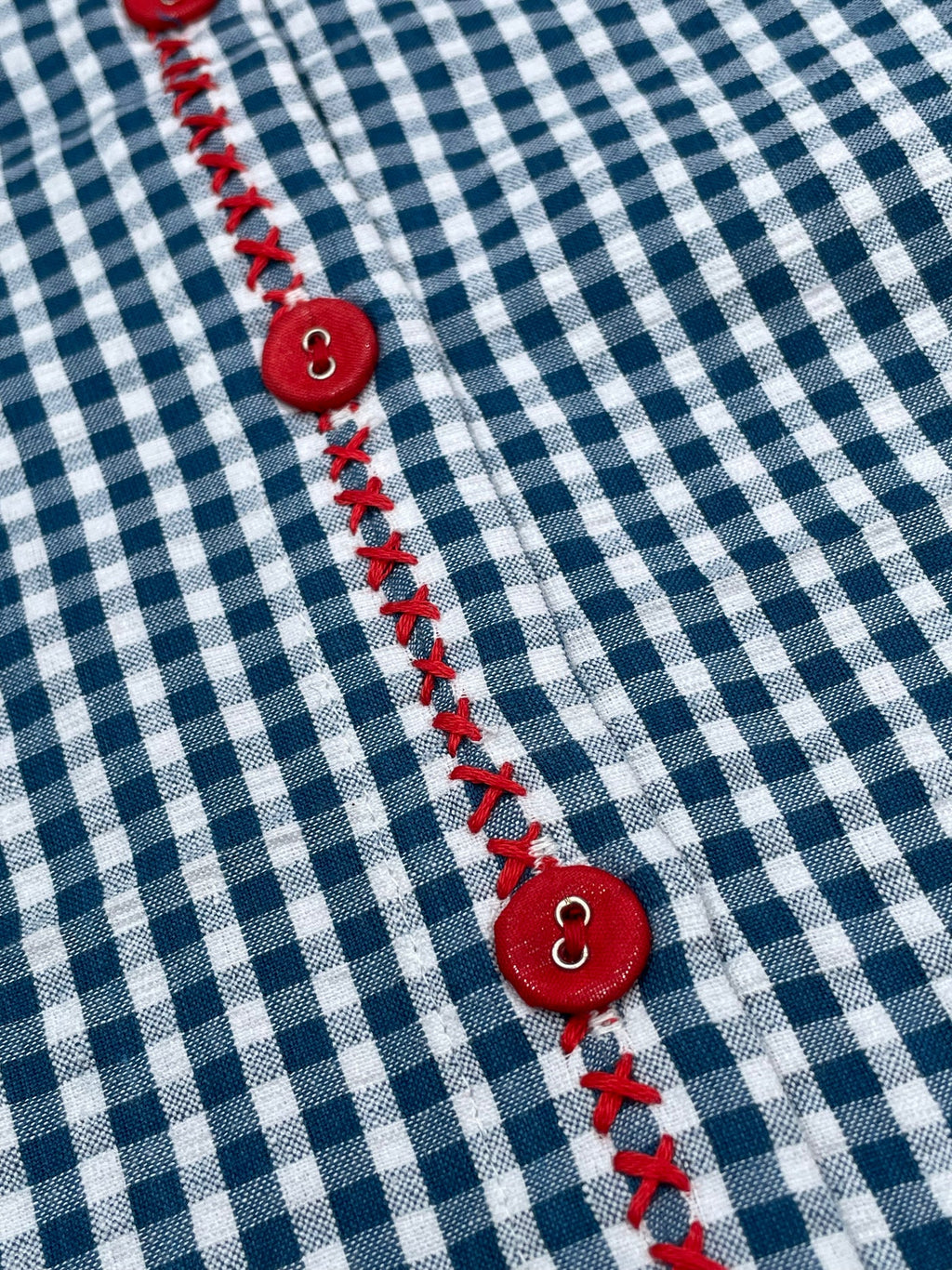 Navy Gingham Embroidered Shirt - Last One