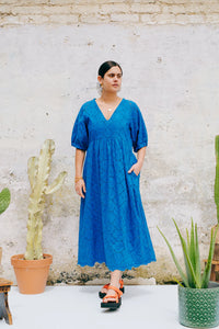 Blue Broderie Alba Dress