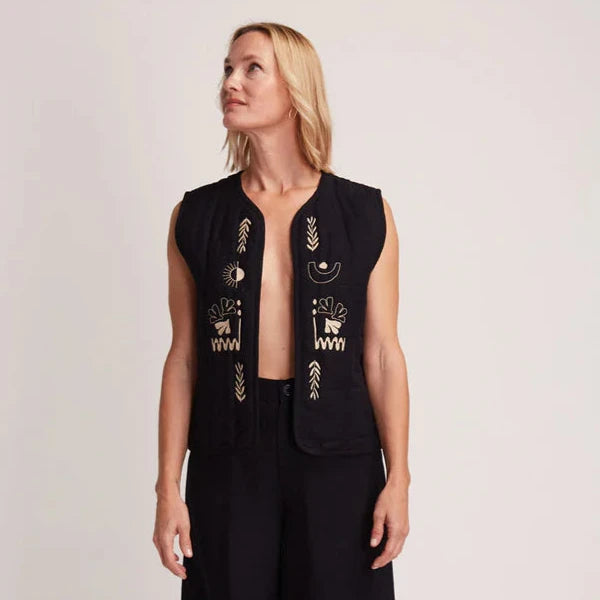 Black Embroidered Gilet - Last One (size Large)