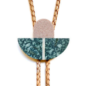 Sandstone, Variolite & Opalized Wood Bolo Tie