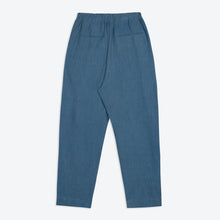 Washed Blue Cotton Linen Trousers