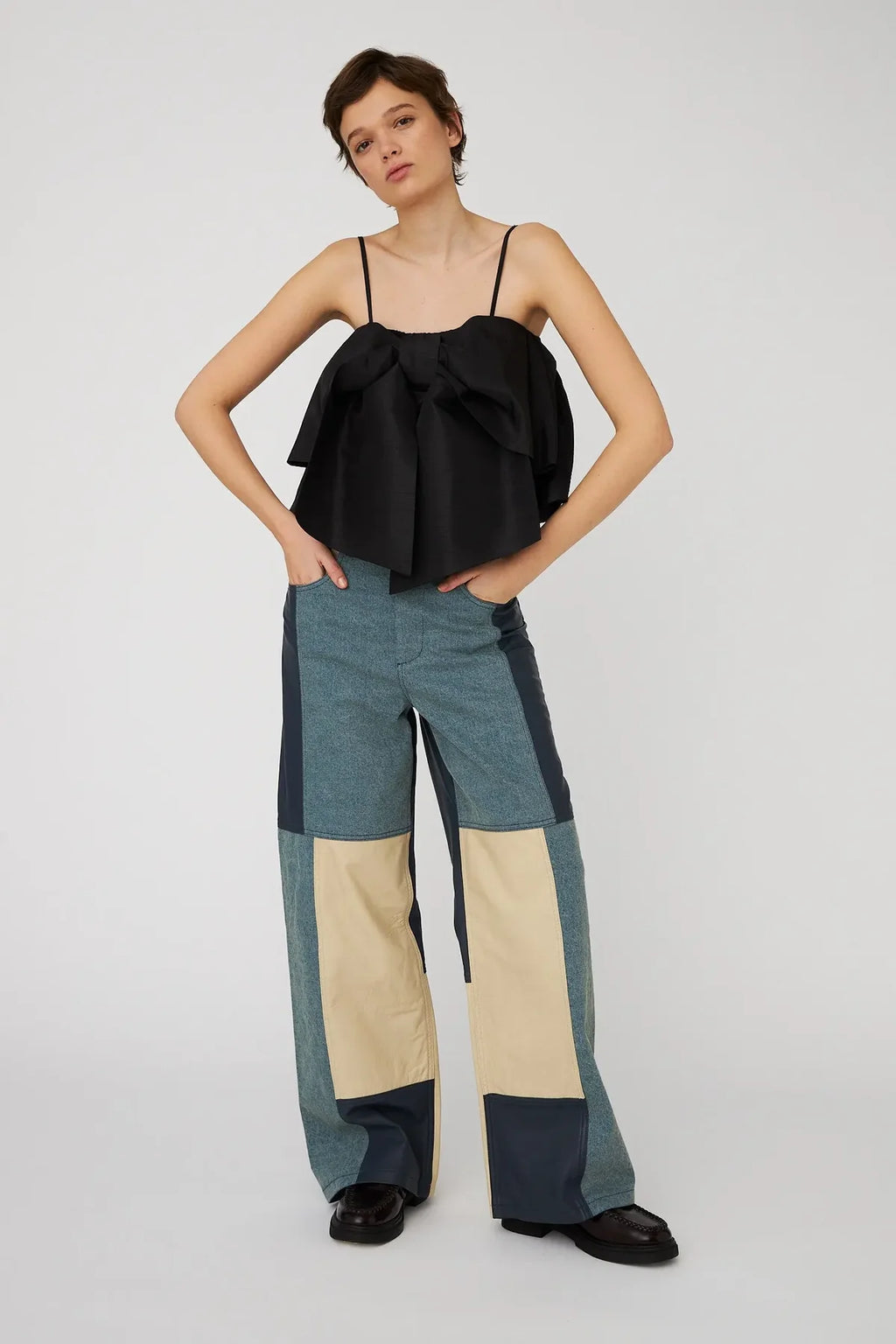Black Crispy Bow Top