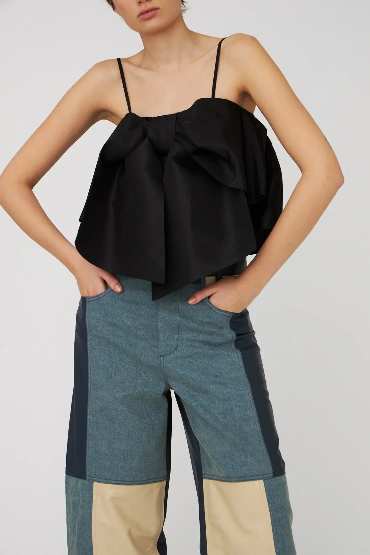 Black Crispy Bow Top