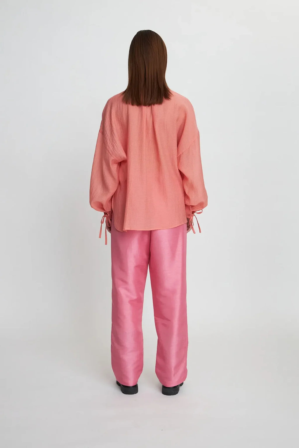 Rose Volume Shirt with Tie Bow