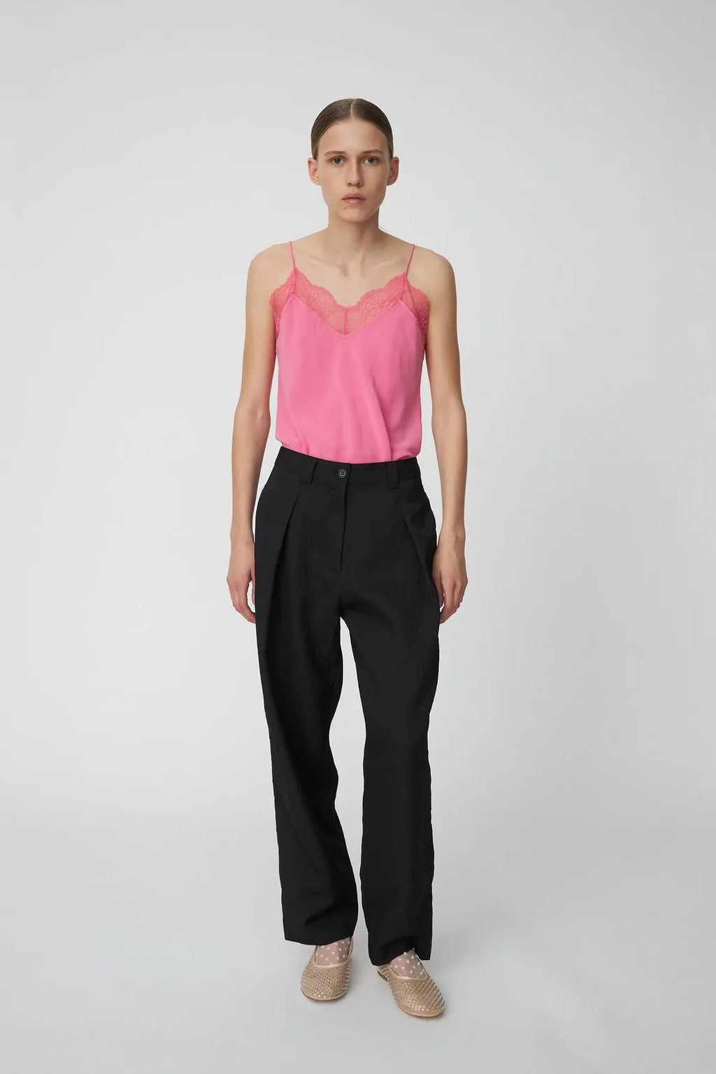 Black Cropped Crinkle Pants
