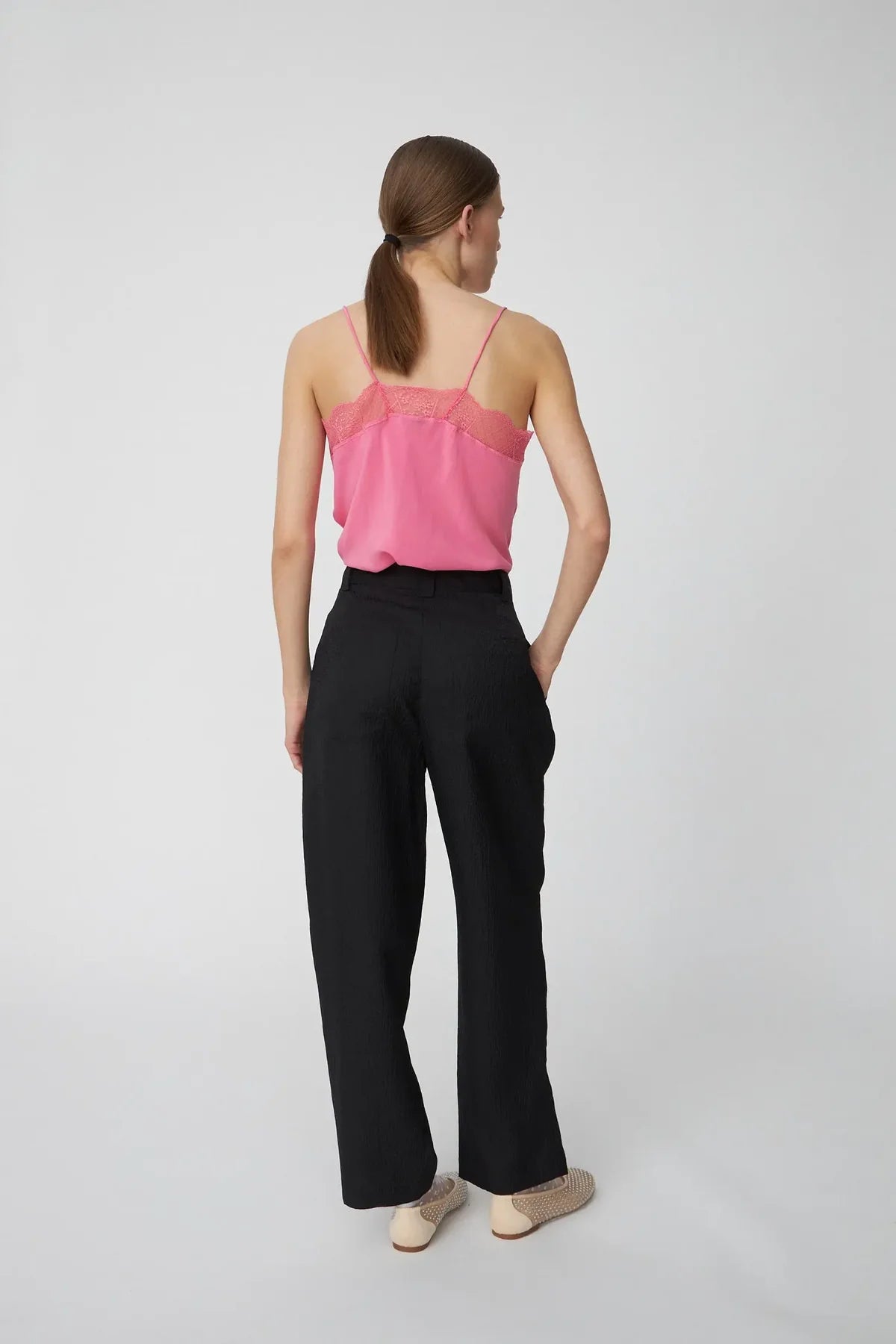 Black Cropped Crinkle Pants