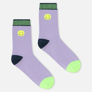 Lilac Smiley Face Socks