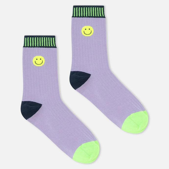 Lilac Smiley Face Socks