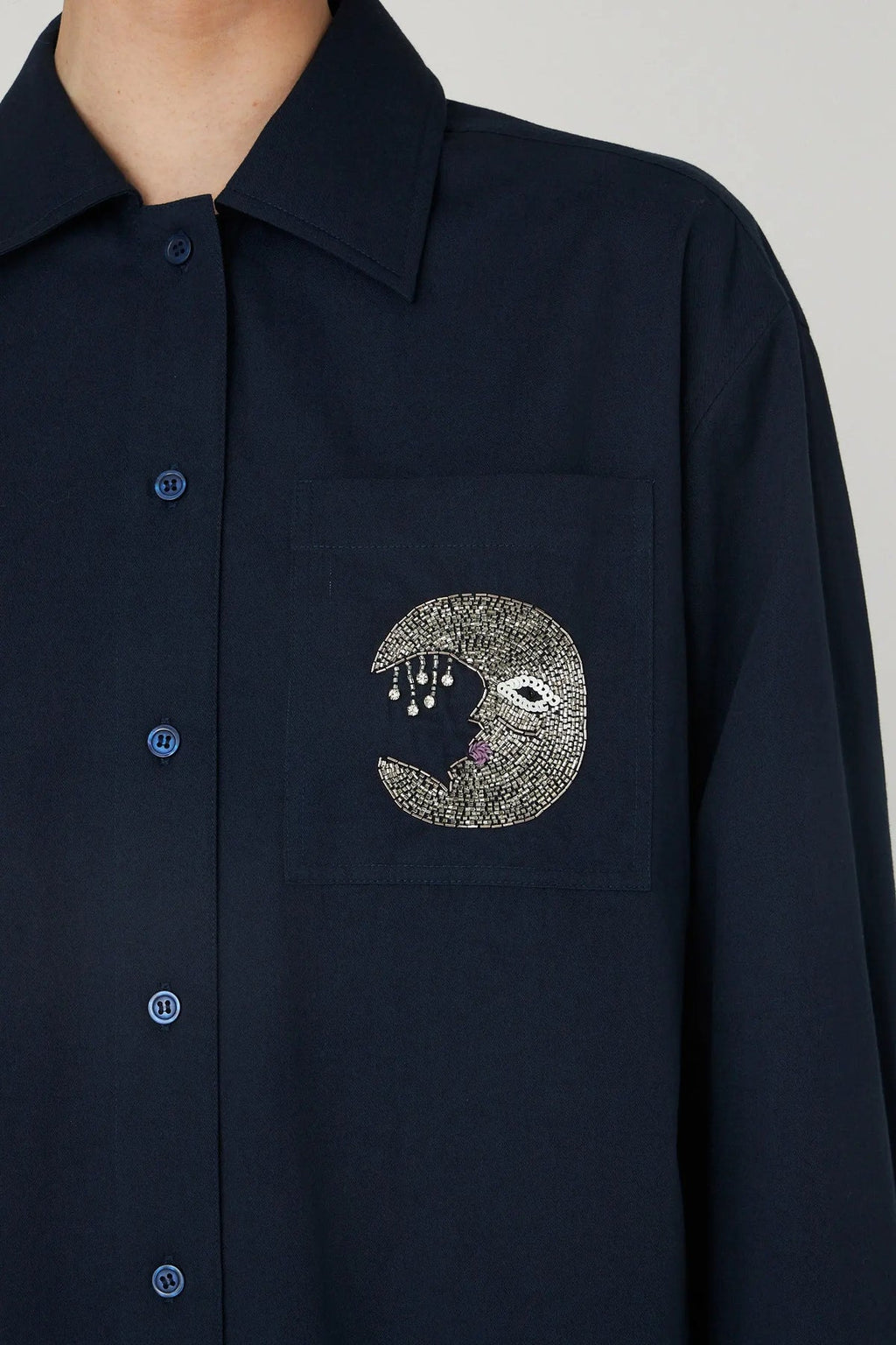 Navy Embellished Moon Shirt