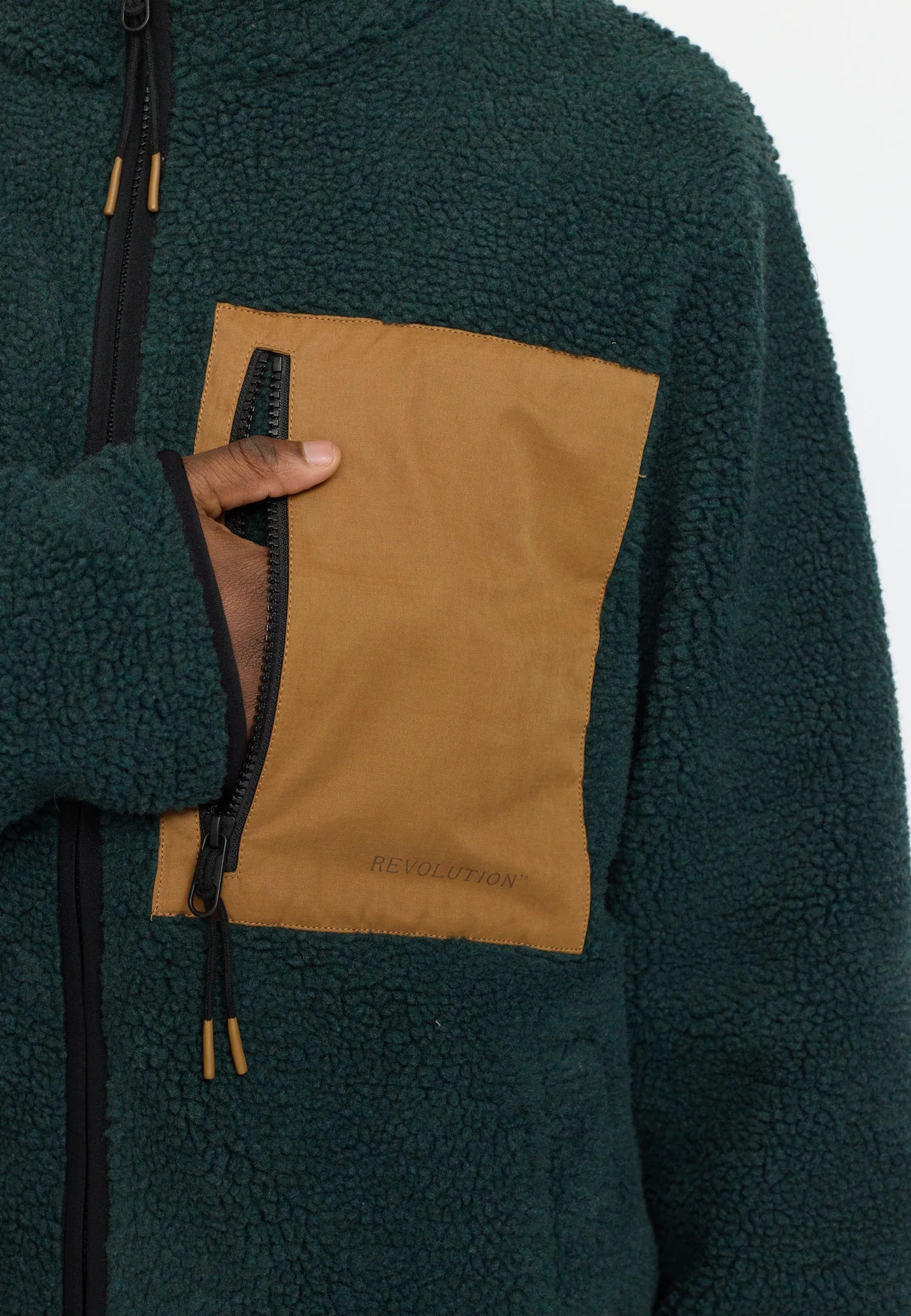 Dark Green Pocket Teddy Jacket