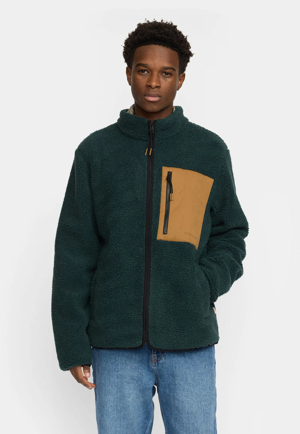 Dark Green Pocket Teddy Jacket