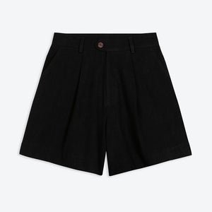 Linen Viscose Tailored Shorts Black
