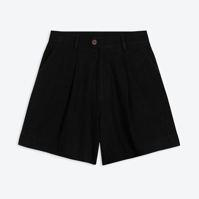 Linen Viscose Tailored Shorts Black - Last One (size Small)