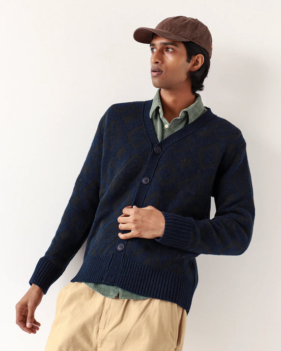 Buckley Geo Cardigan Navy/Forest Green