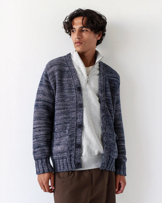 Buckley Twisted Yarn Cardigan Navy/Silver Blue