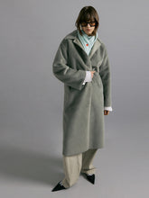 Sage Green Faux Fur Collared Coat