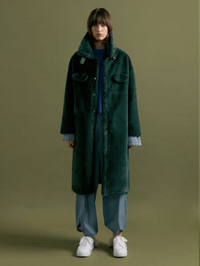 Forest Green Shearling Bonded Coat