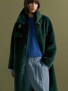 Forest Green Shearling Bonded Coat