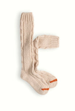 Wool Collection High Knee Cable Knit Natural  Socks (36-39)- Last One