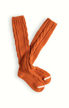 Wool Collection High Knee Cable Knit Orange Socks (36-39)