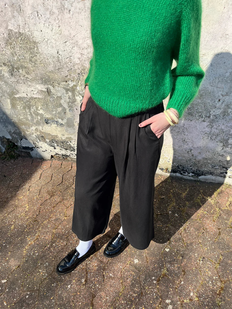 Black Lyocell Wide Trousers