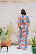 Grid Print Straight Leg Trouser