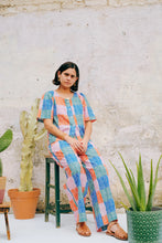 Grid Print Straight Leg Trouser
