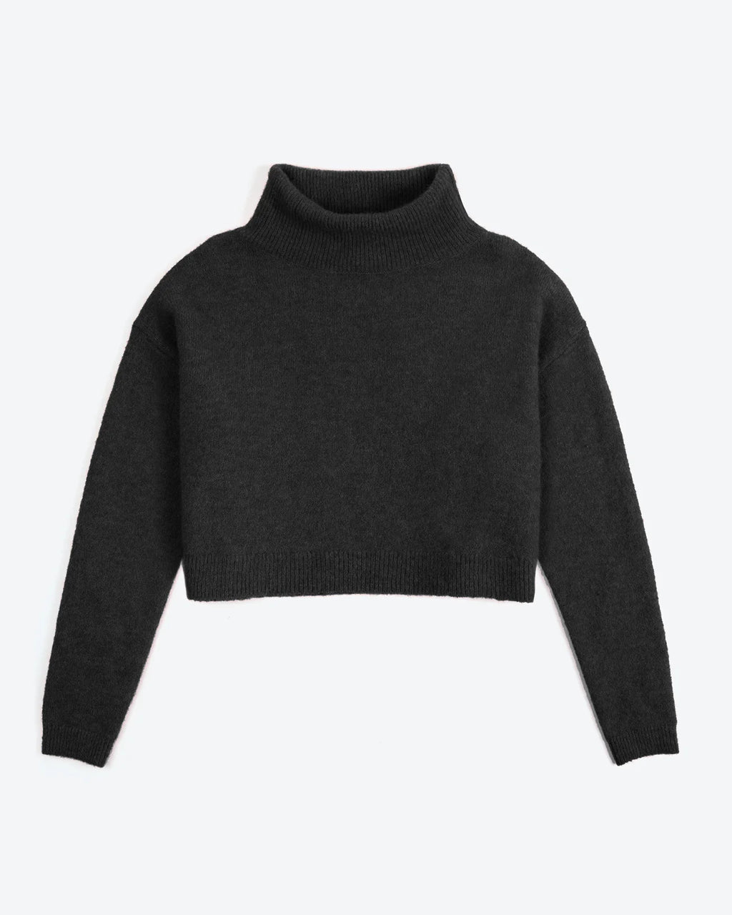 Black Cropped Funnel Neck Jumper