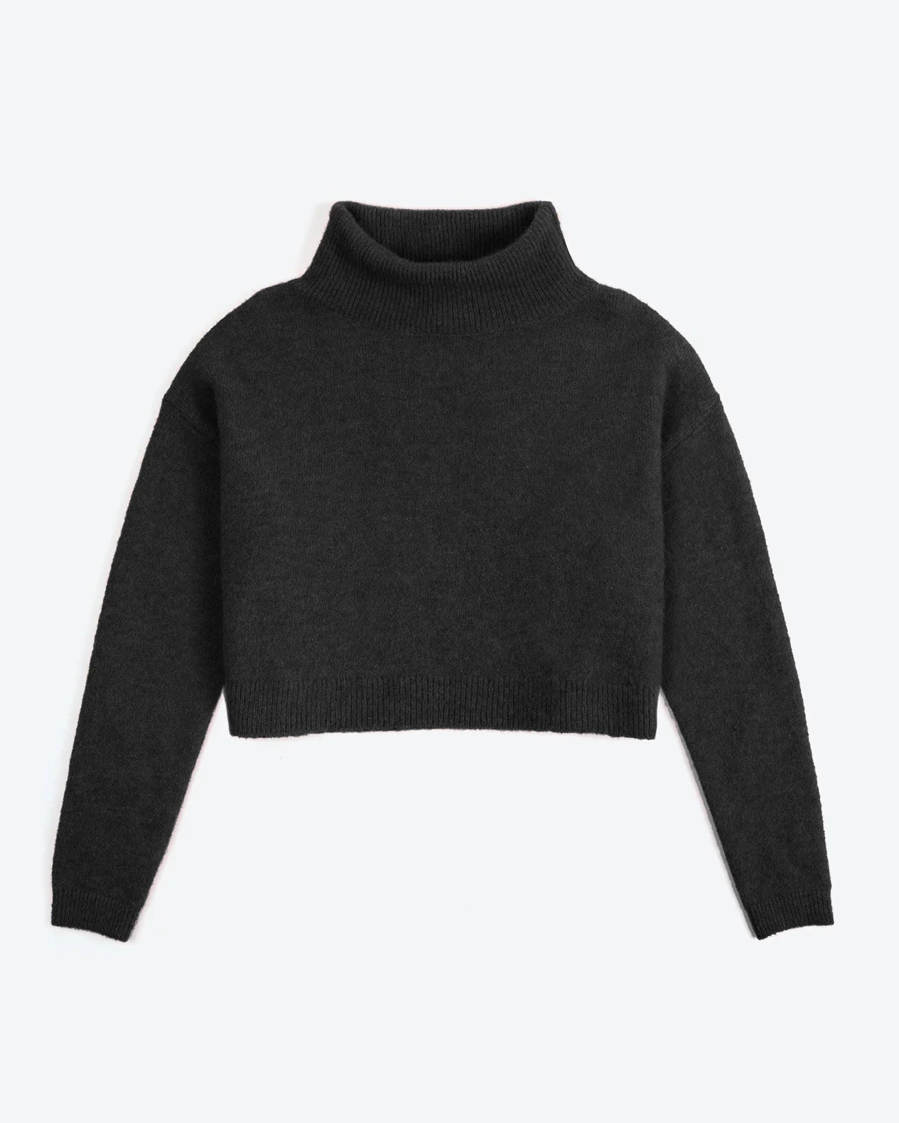 Black Cropped Funnel Neck Jumper