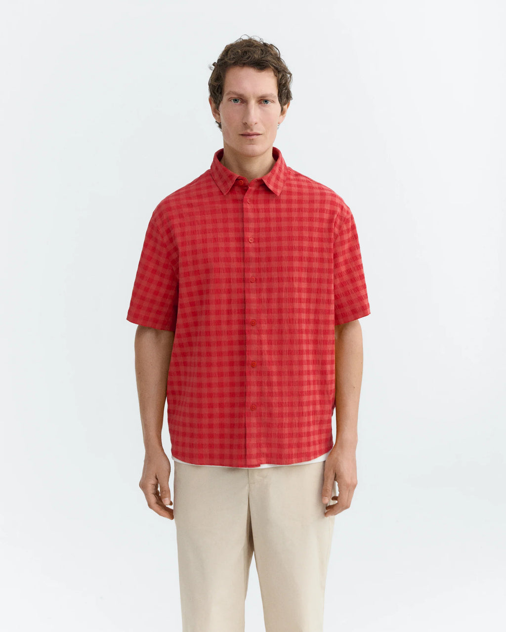 Red Check Seersucker Paddy Shirt - Last One