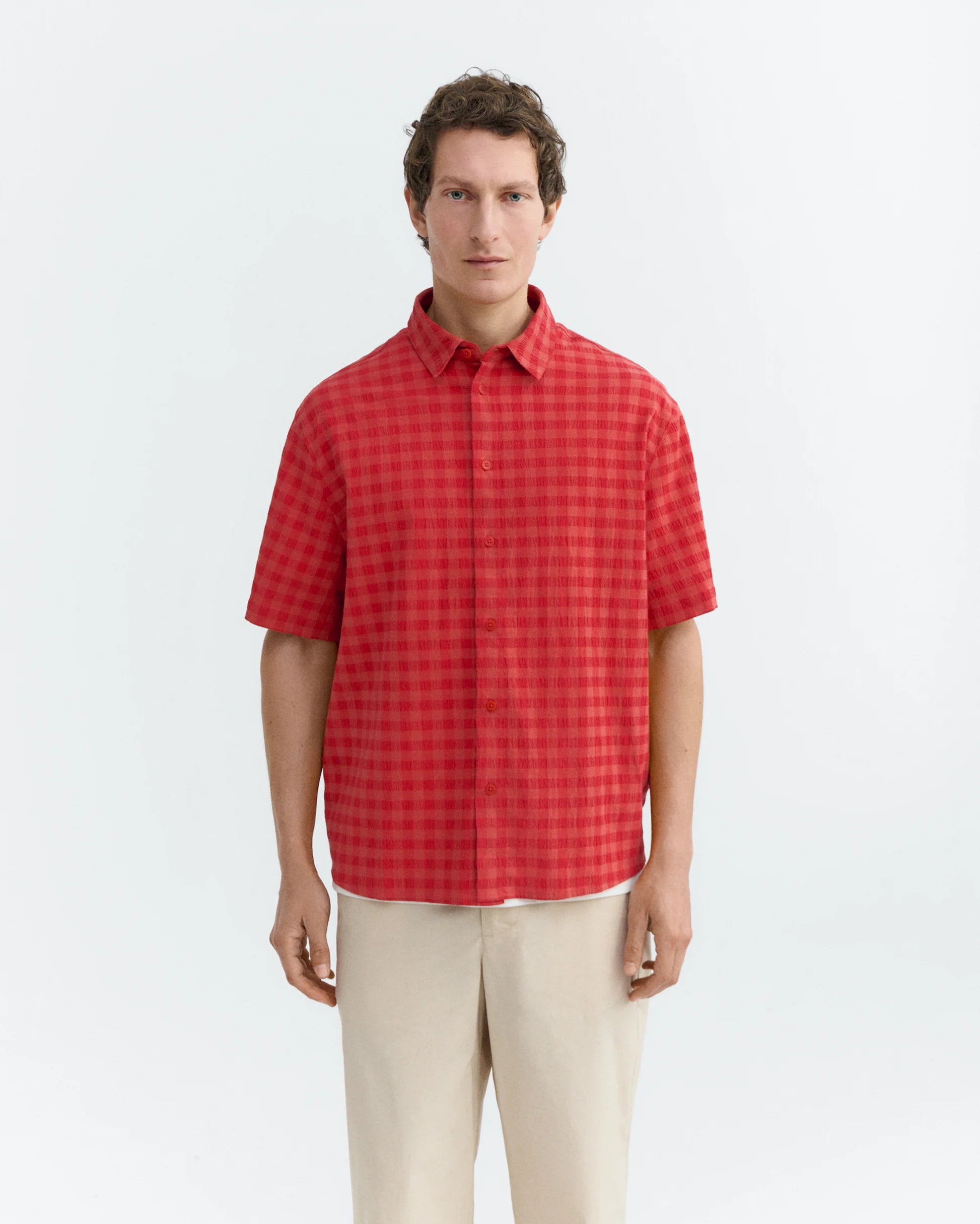 Red Check Seersucker Paddy Shirt - Last One