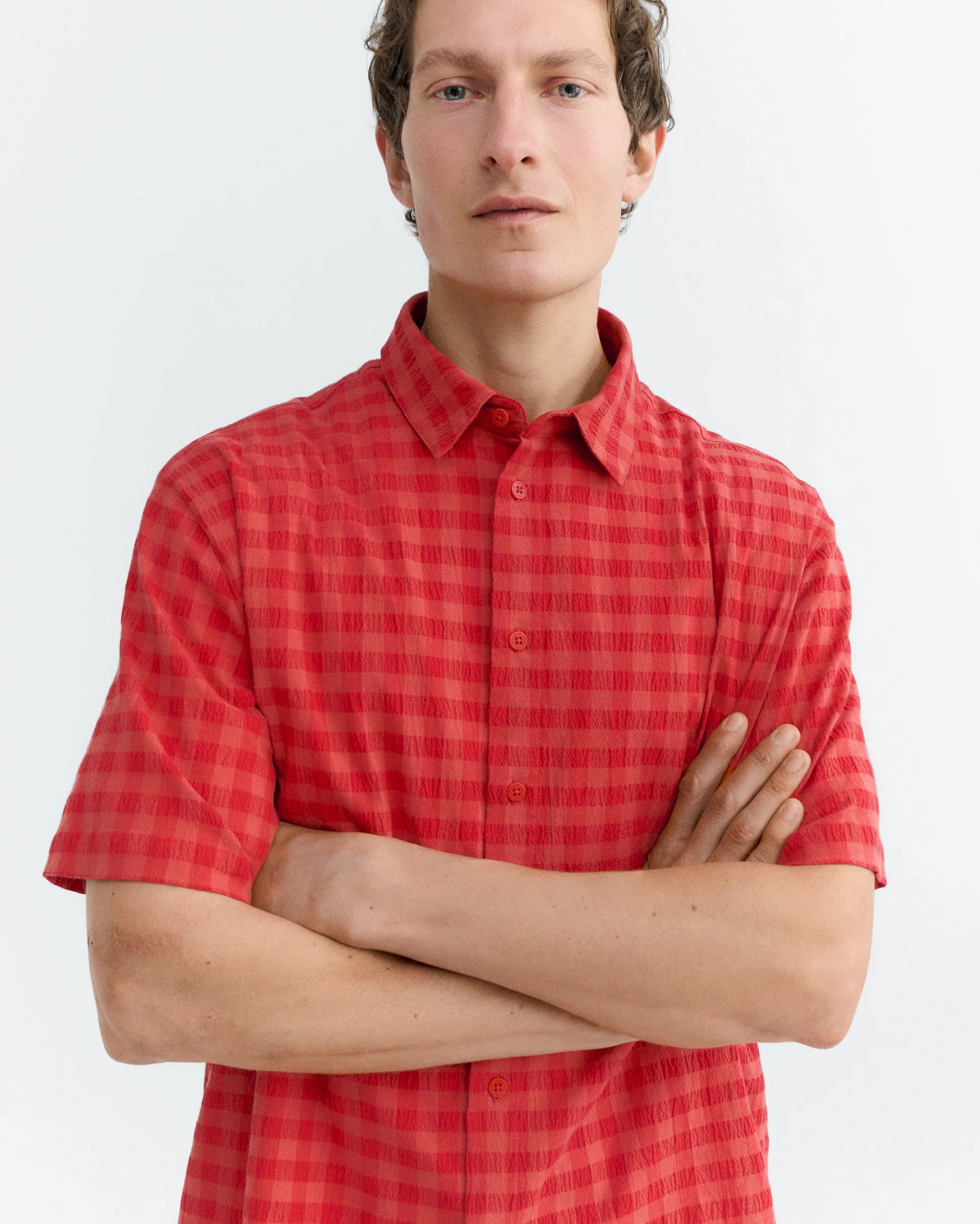 Red Check Seersucker Paddy Shirt - Last One