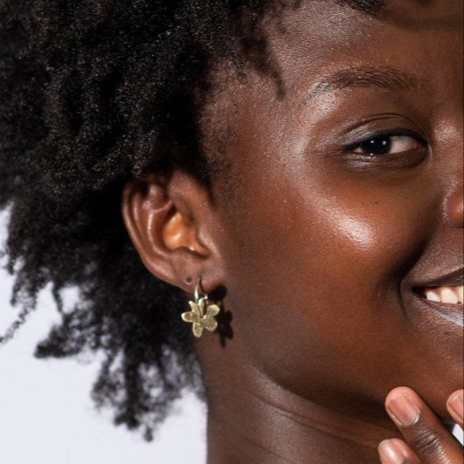 Poppy Brass and Silver Earrings