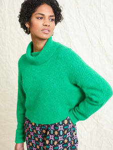 Cropped Roll Neck Jumper Green- Last One (Small)