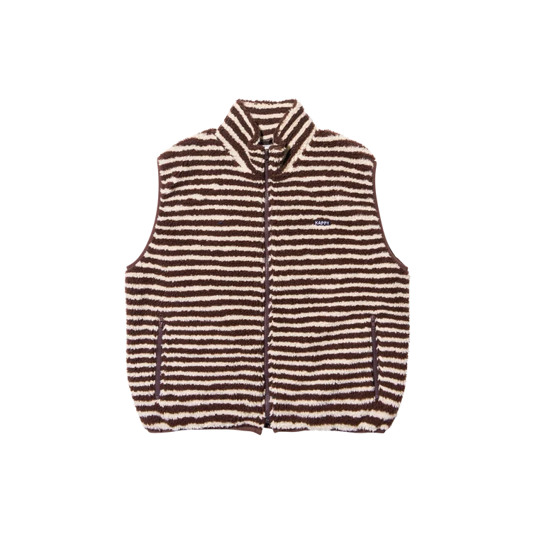 Brown Stripe Fleece Zipper Vest